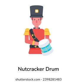 Editable flat icon of a nutcracker drum 