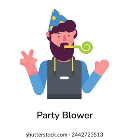 Editable flat icon of a party blower 