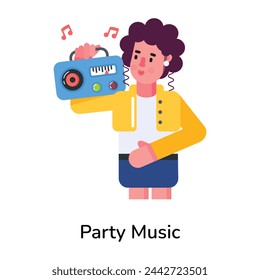 Editable flat icon of party music 