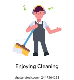 Editable flat icon of a person enjoying cleaning 