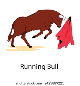 Editable flat icon of a running bull 