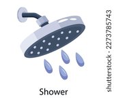 An editable flat icon of shower head 
