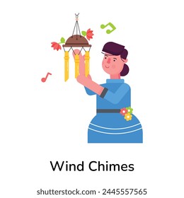 Editable flat icon of wind chimes 