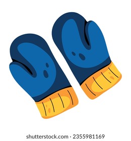 An editable flat icon of winter mitts 