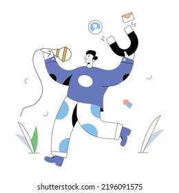 An editable flat illustration of customer attraction 