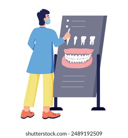 Editable flat illustration of dental analysis 