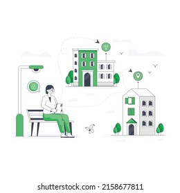 An editable flat illustration of IOT security 

