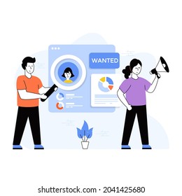 An editable flat illustration of job advertisement