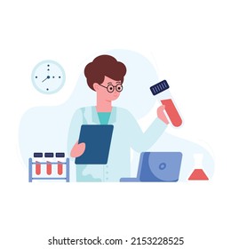 An editable flat illustration of lab research 

