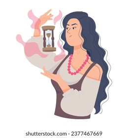 Editable flat illustration of magic hourglass 