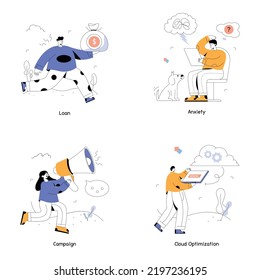 Una ilustración plana editable de la planificación de proyectos 