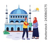 Editable flat illustration of ramadan charity