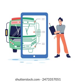 An editable flat illustration of smart bus 