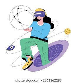 An editable flat illustration of virtual world 