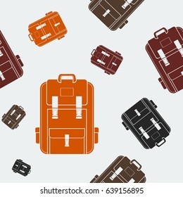 Editable Flat Monochrome School Bags Vector Illustration in Various Colors as Seamless Pattern for Creating Background of Education or Vacation Design