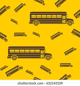 Editable Flat Monochrome School Bus Vector Illustration Seamless Pattern for Creating Background of School and Education or Transportation Design