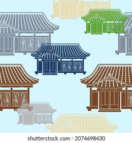 Editable Flat Monochrome Style Front View Japanese Traditional House Vector Illustration in Various Colors for Creating Background of Tourism Travel and Culture or History Education