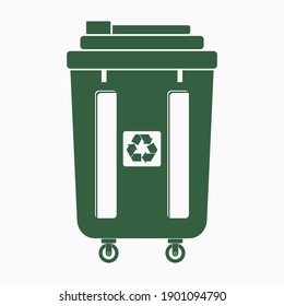 Ilustración de vectores de papelera aislada estilo monocromo plano editable con símbolo de reciclado para el estilo de vida de limpieza y diseño relacionado con el medio ambiente