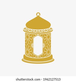Editable Flat Monochrome Style Isolated Standing Arabian Lantern Vector Illustration for Islamic Occasional Theme Purposes Such as Ramadan and Eid Also Arab Culture Design Needs