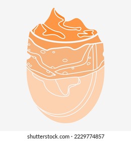 Editable Flat Monochrome Style Top Side View Korean Dalgona Coffee Vector Illustration in Bulbous Glass Mug for Cafe and Beverage Related Design