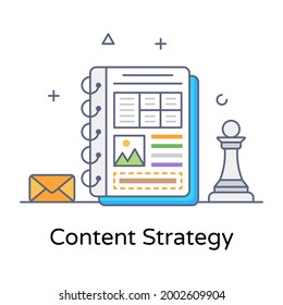 Editable flat outline design of content strategy 