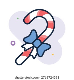 An editable flat outline icon of candy cane sweet
