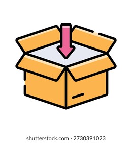 An editable flat outline icon showing received package box
