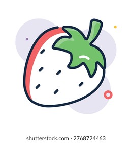 An editable flat outline icon of strawberry fruit, health food