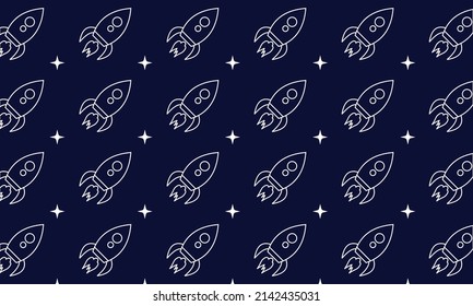 Bearbeitbares Raumschiff mit flachem Raketenstopp, nahtlos Muster