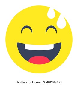 Editable flat rounded design of happy emoji