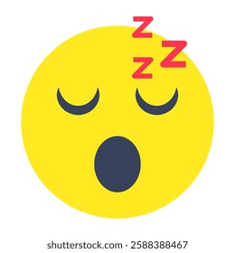 Editable flat rounded design of sleeping emoji