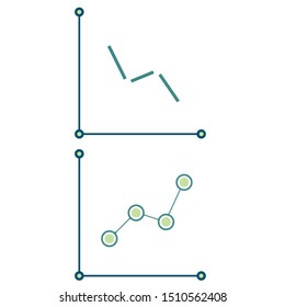 Editable flat statistics graphic. Financial data represented in a simplified but modern green chart.