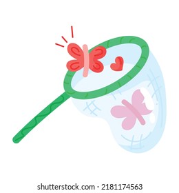 An editable flat sticker of butterfly net 

