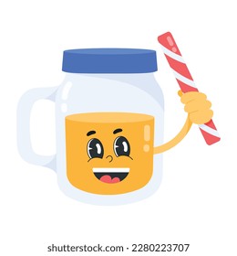 An editable flat sticker of drink glass 