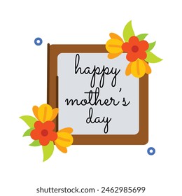 Editable flat sticker of a happy mothers day frame 