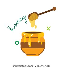 An editable flat sticker of honey jar 