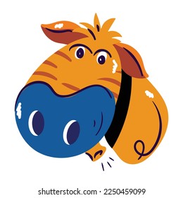 An editable flat sticker of horse 