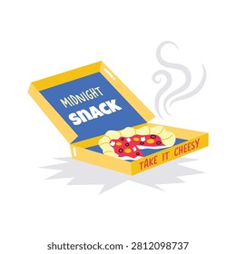 An editable flat sticker of pizza box is ready for use