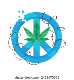 An editable flat sticker of weed peace