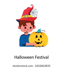 Editable flat style icon of halloween festival 