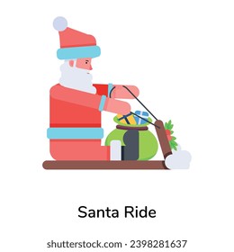 Editable flat style icon of santa ride 