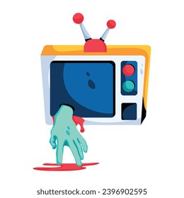 An editable flat style icon showing creepy tv show 