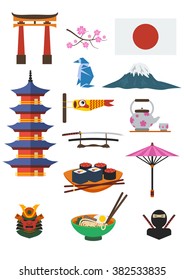 Editable Flat Style Japanese Culture Vector Illustration Set for Tourism Travel and Historical or Cultural Education