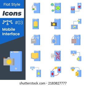 editable flat style mobile app icon set