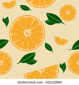 Editable Flat Style Orange with Leaves Vector Illustration Seamless Pattern for Creating Background About Healthy Life or Farming