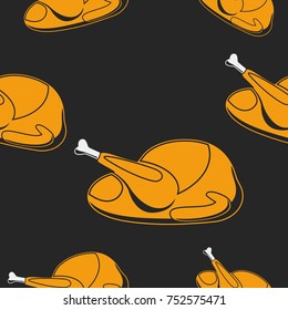 Editable Flat Style Roasted Turkey Vector Illustration in Various Positions as Seamless Pattern for Creating Background of Thanksgiving Day Related Design
