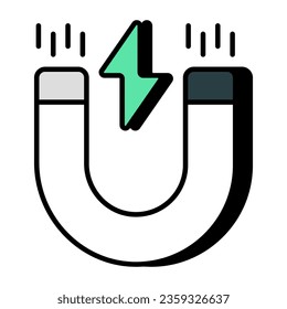      Editable flat vector design of magnet 