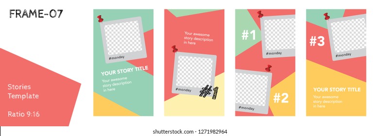 Editable Flat Vector Insta Stories Template. Streaming