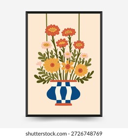 Plantillas editables del cartel floral con las ilustraciones botánicas y abstractas de la flor