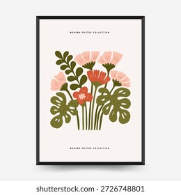Plantillas editables del cartel floral con las ilustraciones botánicas y abstractas de la flor